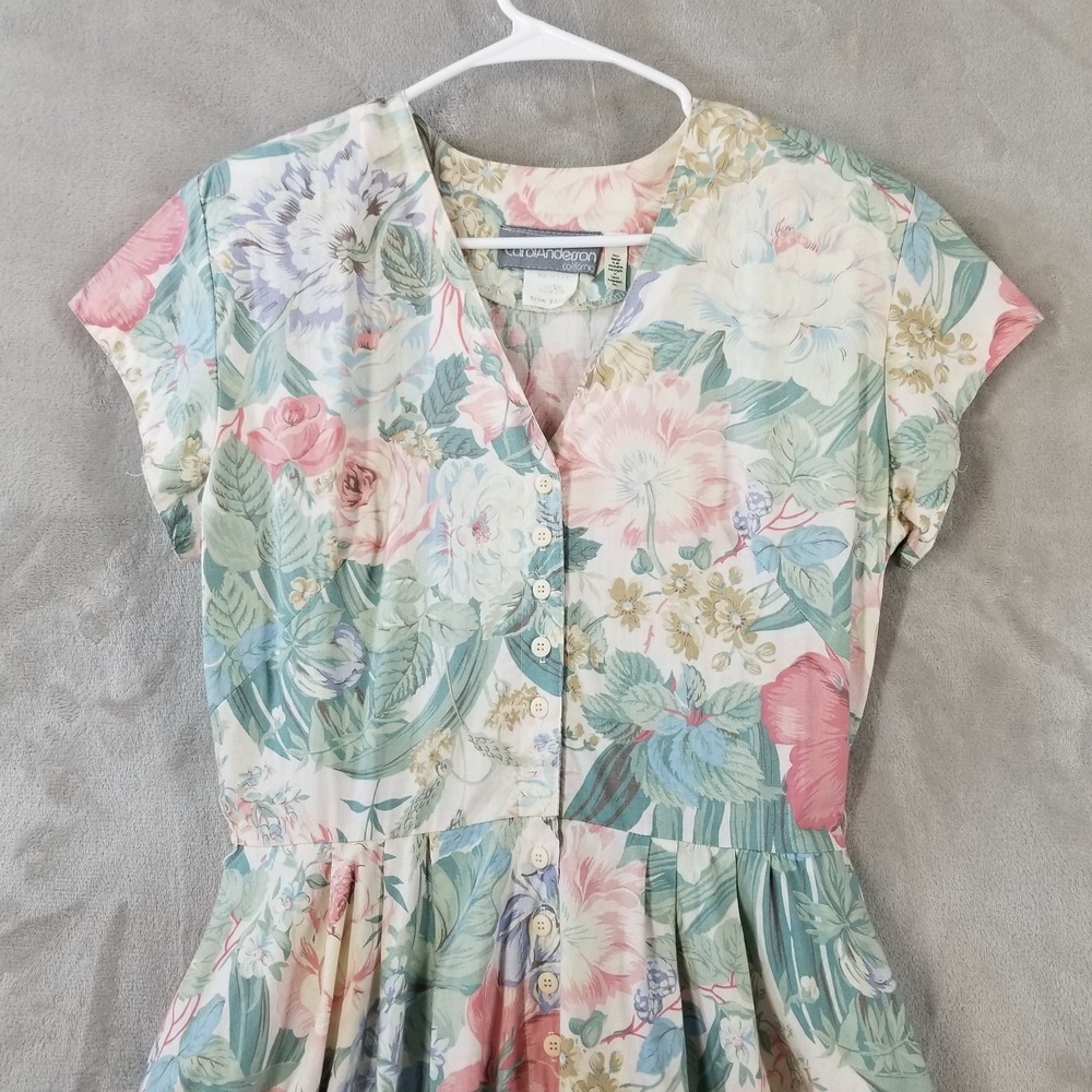 Vintage Floral Midi Dress M 100% Cotton USA Made 50's Inspired Cottage Prairie - Picture 2 of 11